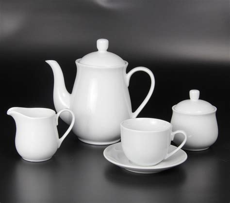 Piece European Classical Porcelain Tea Set Pure White Coffee Tea