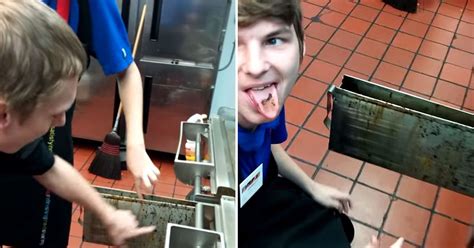 Mcdonald S Worker S Grease Lick Challenge Disgusting Dare Caught On