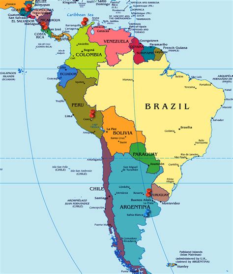 South America Countries Capitals Map