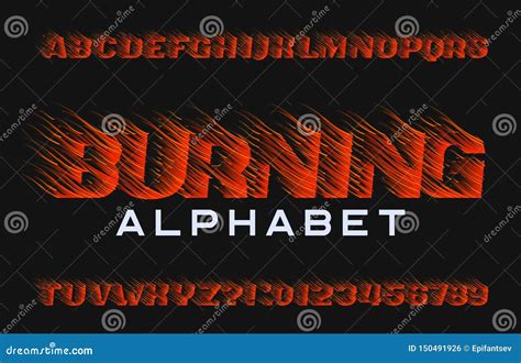 Burning Alphabet Font Fire Effect Type Letters And Numbers On Dark