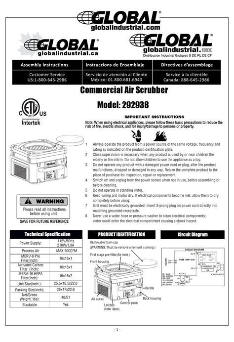 Global Industrial 292938 Assembly Instructions Pdf Download Manualslib
