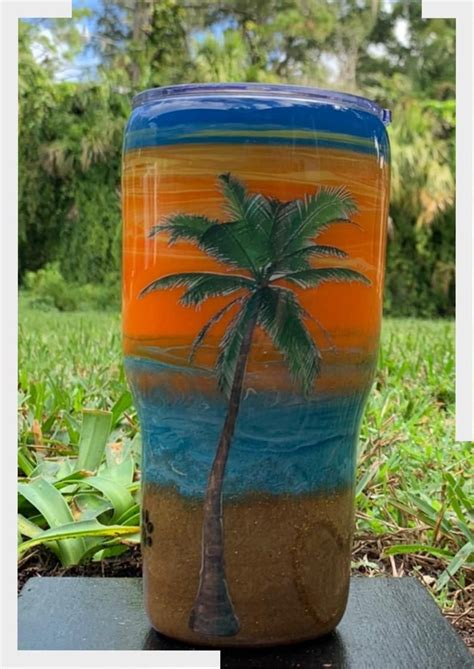 Ocean beach tumbler sunset beach tumbler beach palm tree | Etsy | Beach