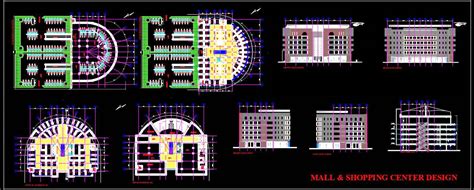Shopping Mall Plan Elevation Section Drawing Autocad