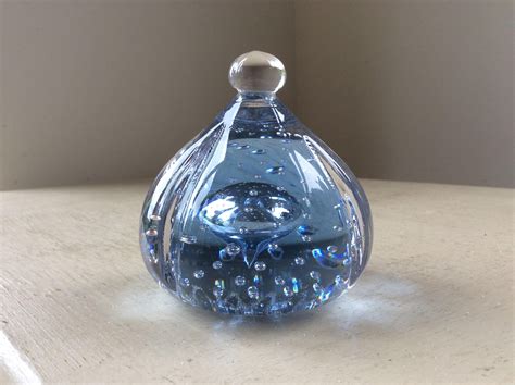 Vintage Large Art Glass Paperweight With Teardrop Bubbles Home And Living