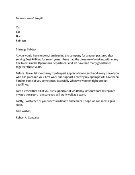 Examples Of Work Farewell Letters Certify Letter