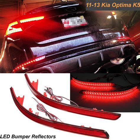 Xotic Tech 2x LED Brilliant Red Lens Rear Bumper Tail Light Reflector