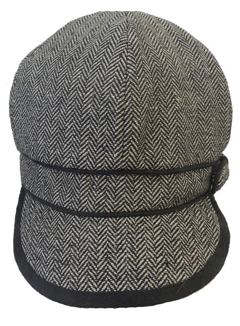 New Ladies Vtg 1920s 30s Gatsby Tweed Style Herringbone Baker Boy Cap Hat