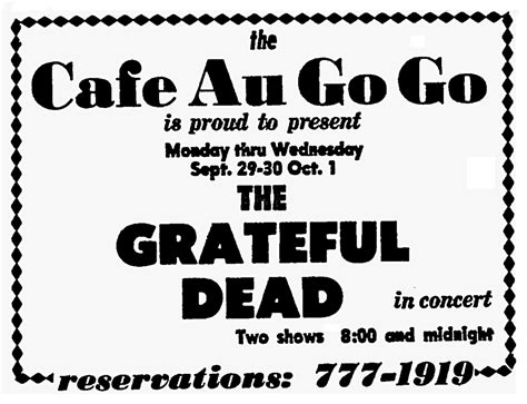sep 29 1969 grateful dead at cafe au go go new york new york united states concert archives