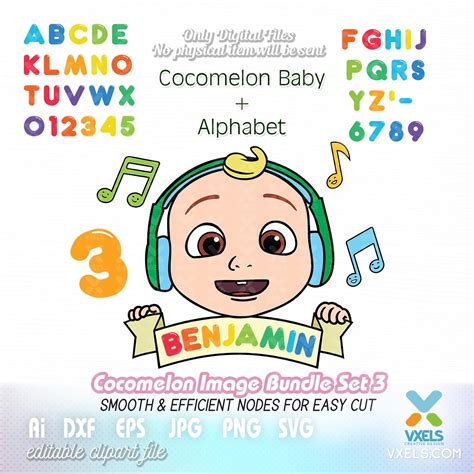 Cocomelon Birthday Svg With Alphabets Kid And Baby Style Font Images