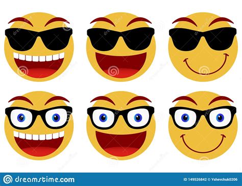Collection Of Smiley Faces Emoticon Emoji Icons On White Background