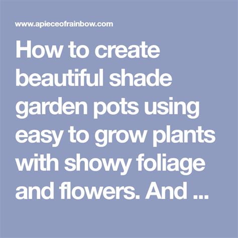 How To Create Beautiful Shade Garden Pots Using Easy To
