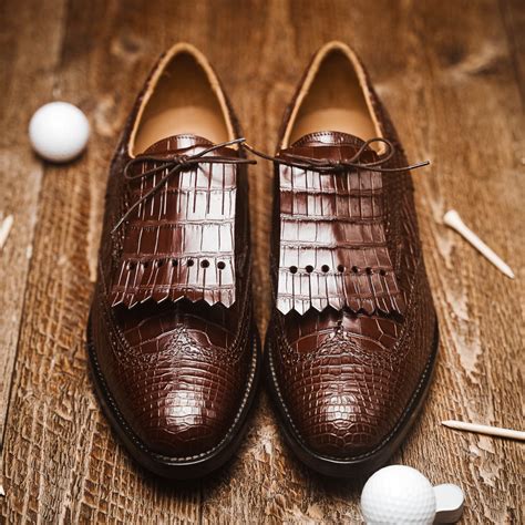 Caporicci Alligator Golf Shoes Brown