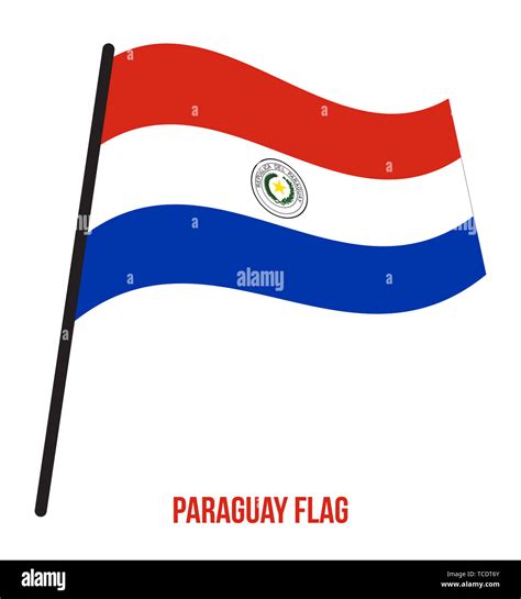 Paraguay Ondear La Bandera Ilustración Vectorial Sobre Fondo Blanco Bandera Nacional De
