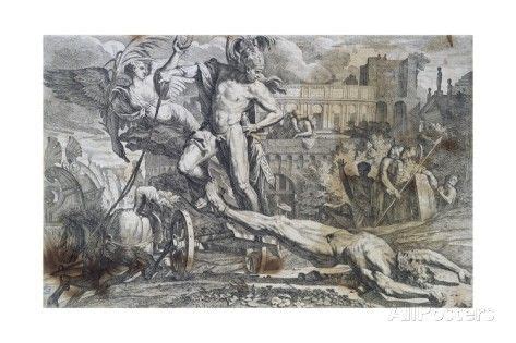 Achilles Dragging Hector S Body Around Walls Of Troy Giclee Print