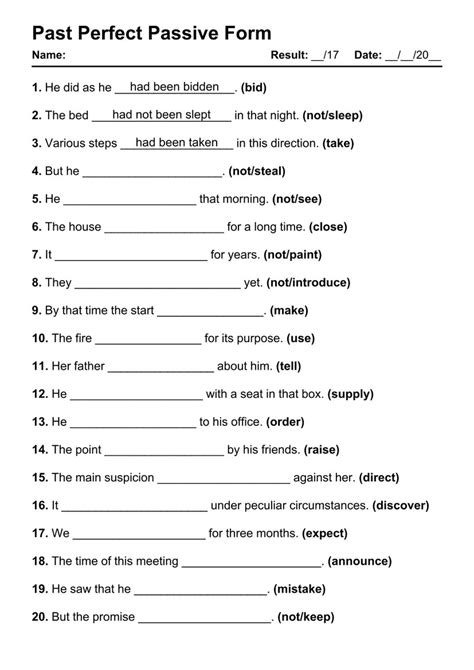 Printable Past Perfect Passive Pdf Worksheets With Answers Grammarism