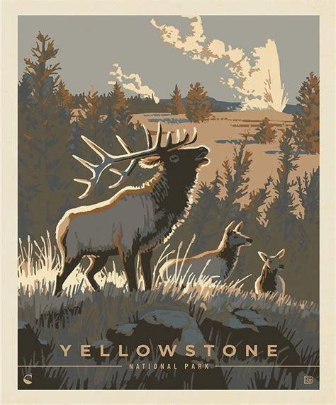 national parks poster panel yellowstone