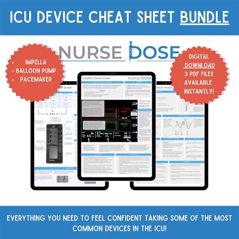 Icu Device Cheat Sheet Bundle Cvicu Nurse Notes Ccrn Study Guide Nurse