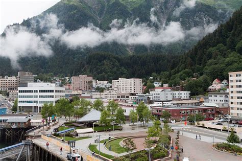 Downtown Juneau With Mount Juneau Rising In The Background Alaska