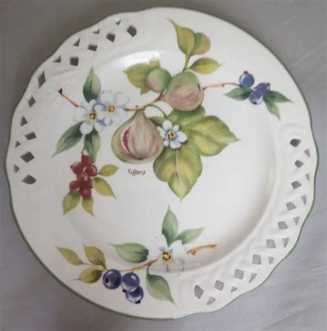 Tiffany Brunelli 8 14 Plate Made In Italy Lattice Cut Edge Flower Fig