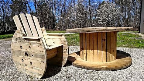 Reclaimed Cable Reel Pallets Patio Furniture Set Wood Pallet Furniture
