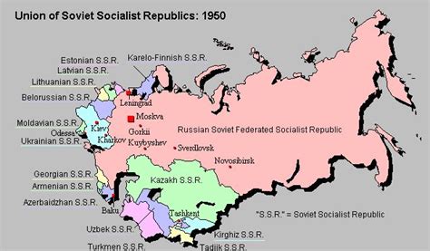 Map Of The Ussr In 1950 Union Of Soviet Socialist Republics Soviet