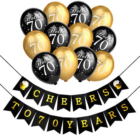 Buy Howaf 70th Birthday Party Decorations Black And Gold Latex Balloon
