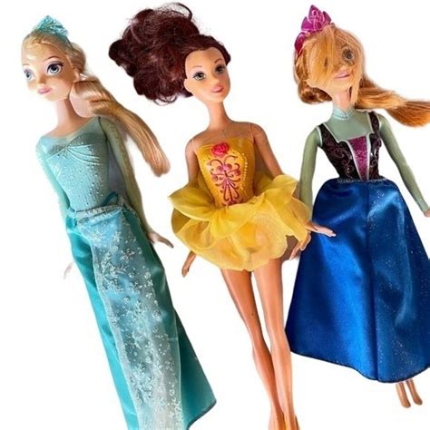 Disney Princesses Barbies Set Of 3 Frozen Dolls Elsa Anna Beauty Beast