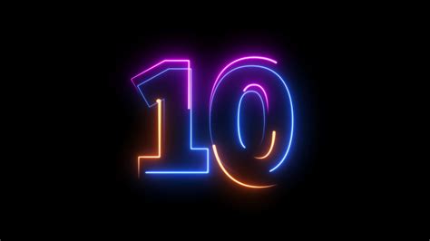 Neon Bright Glowing Countdown Timer 10 Stock Footage Video 100