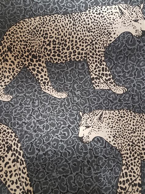 Gold Black Silver Grey Leopard Wallpaper Metallic Shimmer
