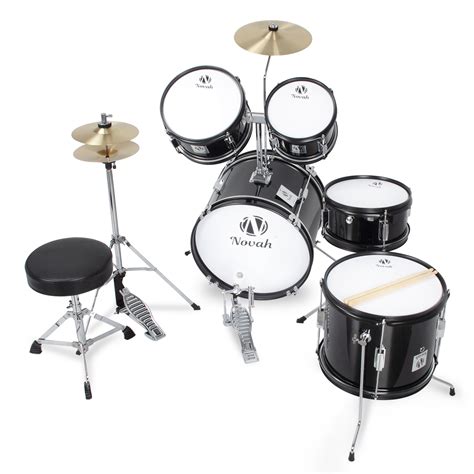 Drum Set 5 Piece Complete Junior Set Cymbals Full Size W Stool Blue