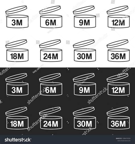 Vector Illustration Of 8 Period After Opening Symbols In 2 Colors