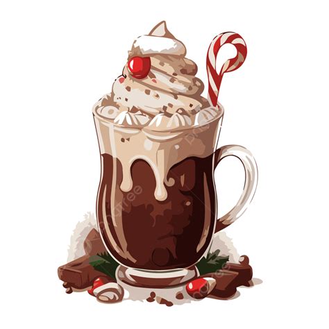 christmas hot cocoa sticker clipart hot chocoholic chocolate latte illustration vector cartoon