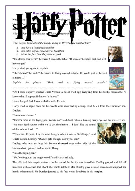 Pin On Reading Worksheet Harry Potter Reading Activity Esl Worksheet