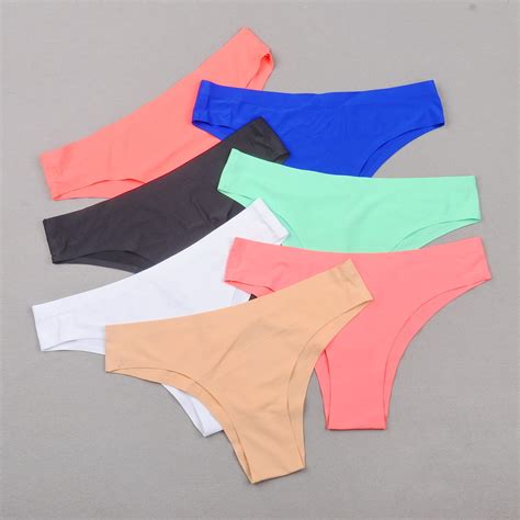 solid color one piece seamless women underwear ice silk sexy comfy panties thong china panties
