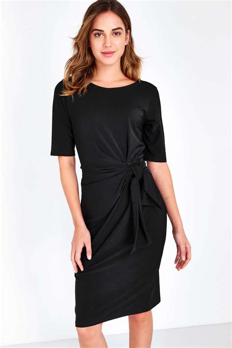 Black Shift Tie Side Dress Dresses Womens Dresses Versatile Outfits