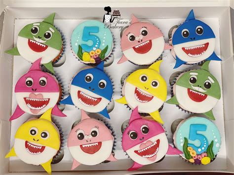 Babyshark Cupcakes Shark Themed Birthday Party Shark Cupcakes Shark