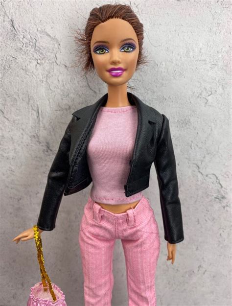 Barbie Doll Black Leather Jacket Barbie Doll Leather Look Etsy