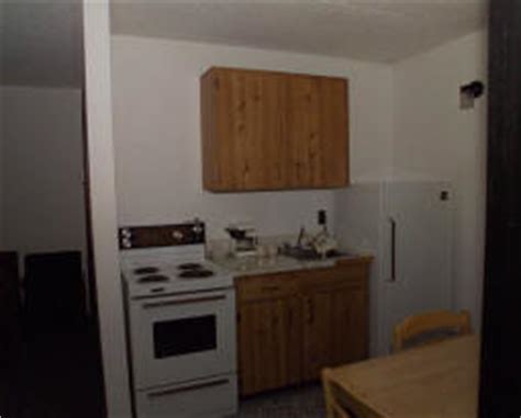 Motel kitchenette wood base cabinet and wall cabinet. Filane's Motels