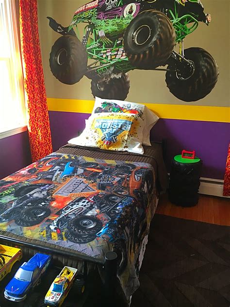 Check out our furniture and home. Quentin's Monster Jam room | Hot wheels bedroom, Toddler ...