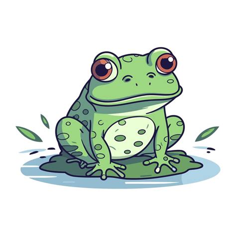 Premium Vector Frog On The Water Vector Illustration Of A Cute