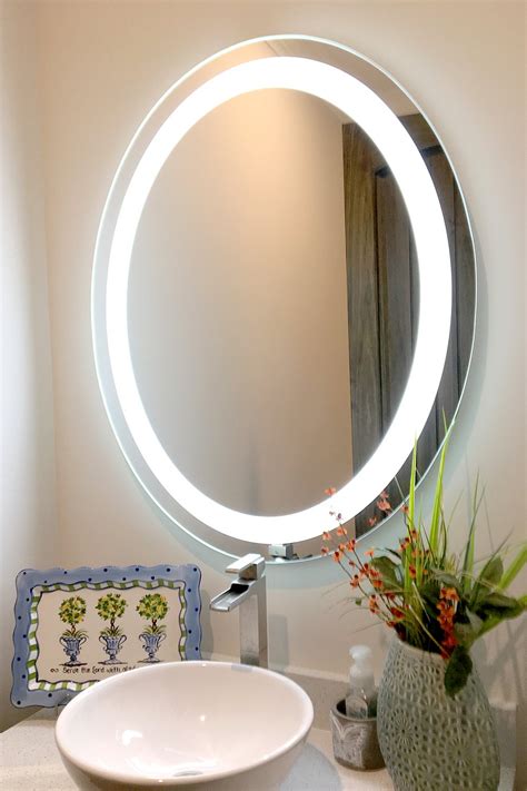 Shop wayfair for all the best oval bathroom mirrors. Front-Lighted LED Bathroom Vanity Mirror: 20" x 28" - Oval ...