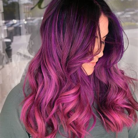 Pink Purple Hair Haircolor Balayage Vibrant Hair Pink Purple Hair