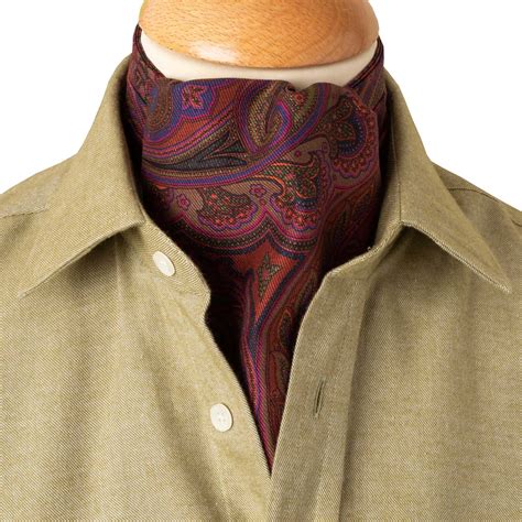 Rust Paisley Madder Silk Cravat Mens Country Clothing Cordings