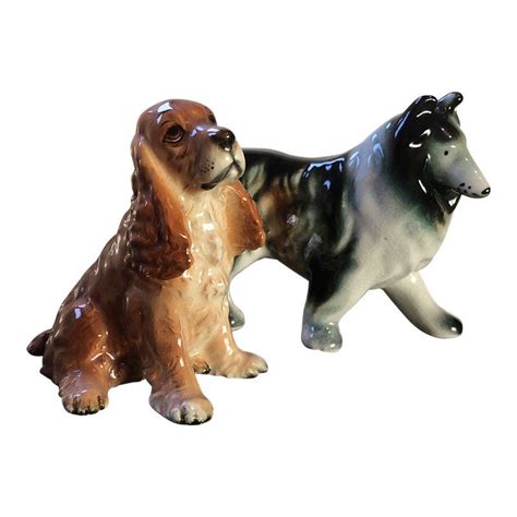 Vintage Dog Figurines A Pair Dog Figurines Porcelain Dog Vintage Dog