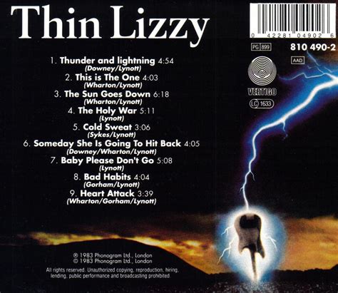 Classic Rock Covers Database Thin Lizzy Thunder And Lightning 1983