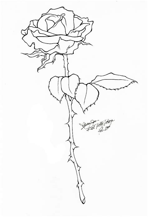 Rose Tattoo Line Art By Bloodyluna On Deviantart