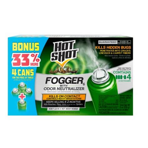 Hot Shot Fogger With Odor Neutralizer Insecticide 4 Ct 2 Oz Foods Co