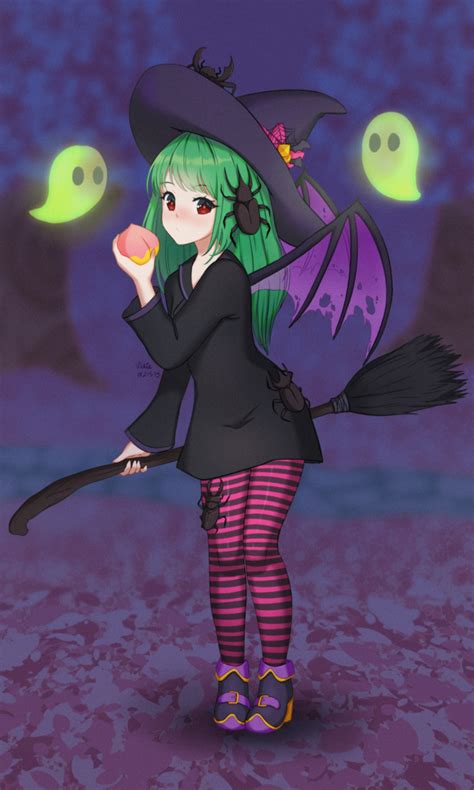Safebooru 1girl Bat Wings Black Robe Blush Boots Broom Bug Character Request Commentary