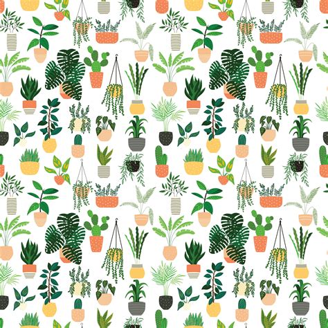 Seamless Pattern With Collection Of Drawn Indoor House Plant 694099