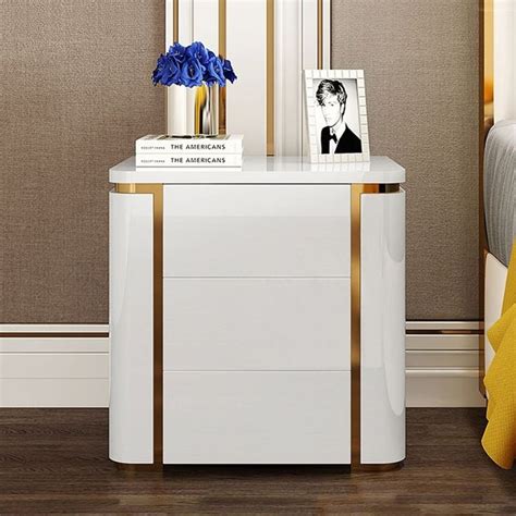 These drawers will help you store your favourite magazines, medicines, and all the other essentials while still maintaining their allure. Modern Luxury White & Gold 3 Drawers Bedroom Nightstand ...